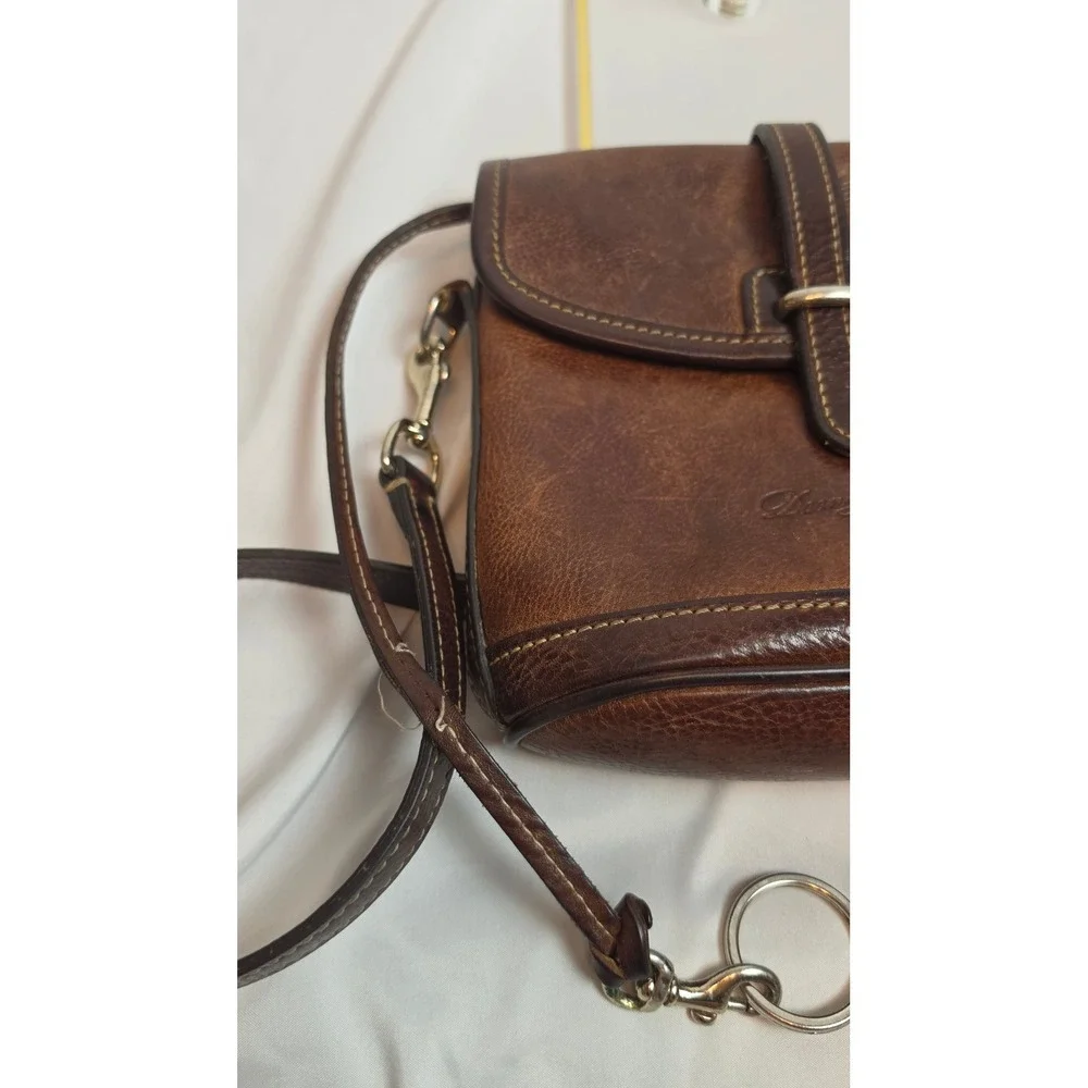 Dooney & Bourke Vintage Brown Leather Crossbody Bag Small Rustic Boho Purse